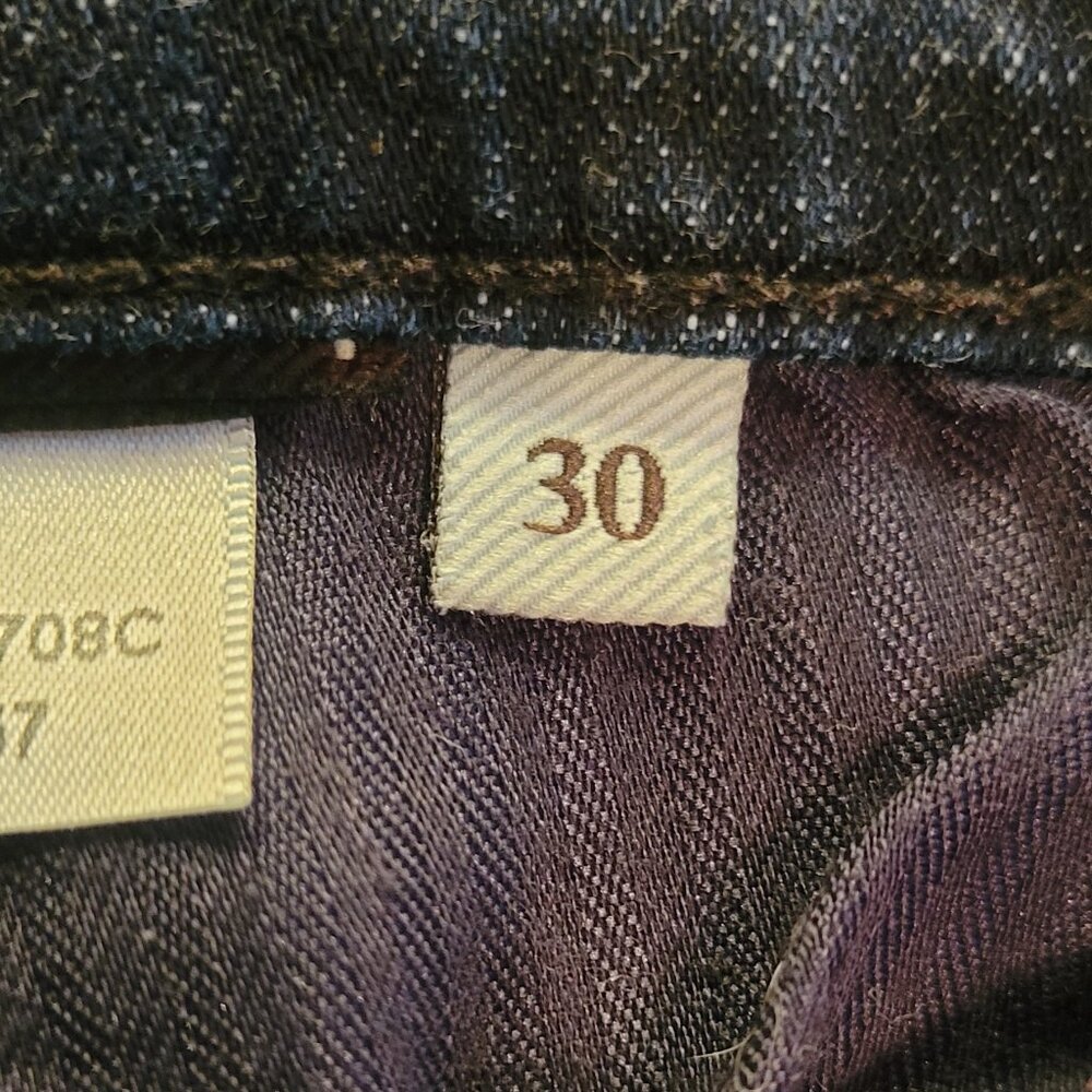 7 For All Mankind DOJO Dark Wash Flare Leg Jeans with Gold Studded Pockets Sz 30 - Picture 14 of 16